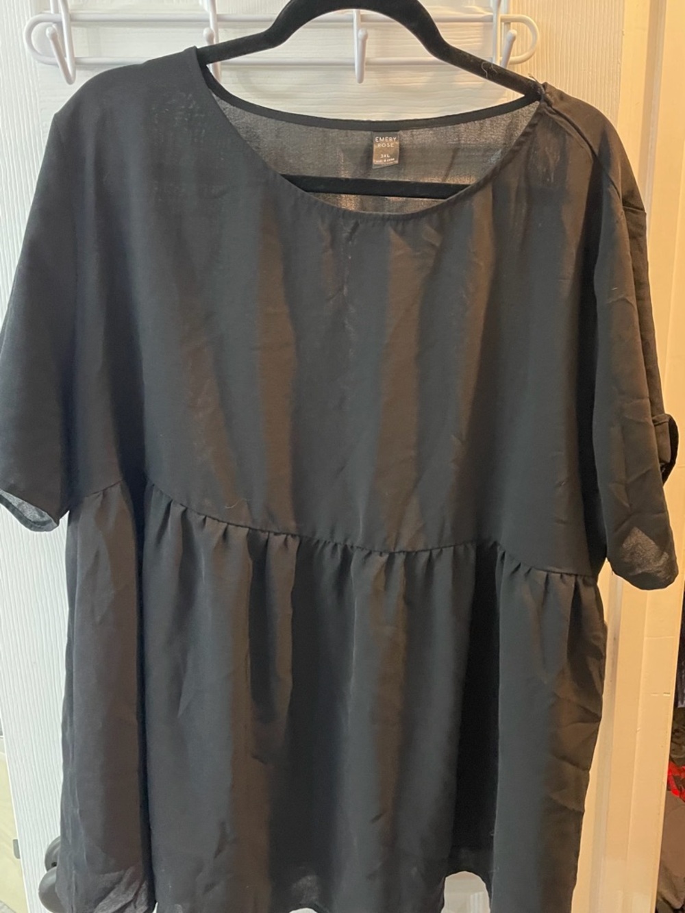 Emory Rose Classic Black Women's Peplum Top size 3XL